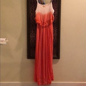 Orange sherbet white maxi dress
